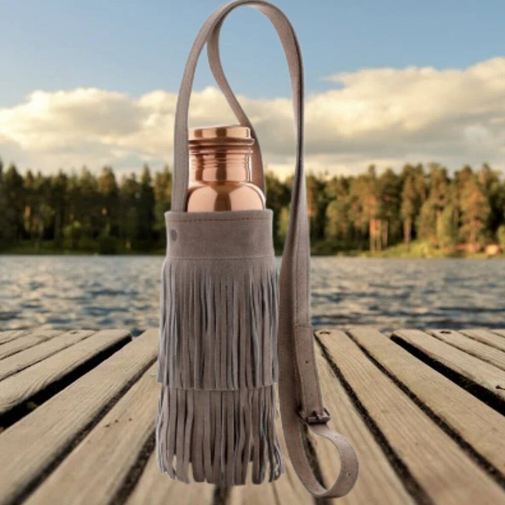 Tamra Grey Fringe Wate Bottle Carrier